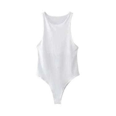 Imagem de Body Con Verde Limão - Macacão Curto Sexy para Verão, BR-G, Branco