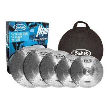 Imagem de Set De Pratos P/ Bateria Hero Aço Escovado 14/16/18/20 C/ Bag