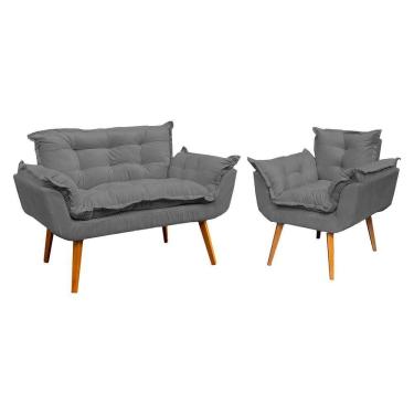 Imagem de Kit Namoradeira Manicure + Poltrona Decorativa Para Sala Recepção Consultório Alice Suede