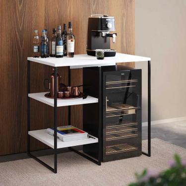 Imagem de Aparador Adega Industrial Bar Barzinho Bourbon Aço Preto e Branco 80 Cm