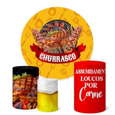 Imagem de Trio Capas Cilindro + Painel Redondo 1,50m Churrasco (K1CHO0008)