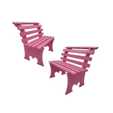 Imagem de Mini Banco Banquinho da praça item decorativo em mdf Pintado(Pink)