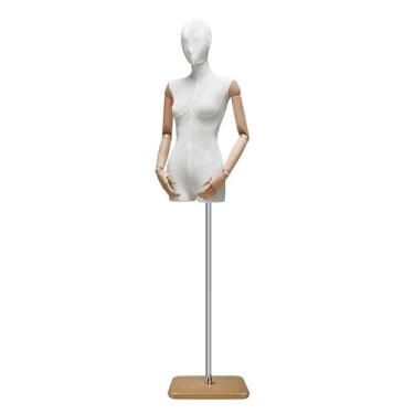 Imagem de Mannequin Manequins femininos de varejo, torso, braço giratório 360 ° e base removível, adequado para roupas íntimas, tops, vestidos de noiva(White)
