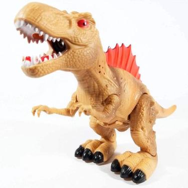 Imagem de Brinquedo Dinossauro Rex Com Luzes Led Som Anda Solta Vapor Marrom
