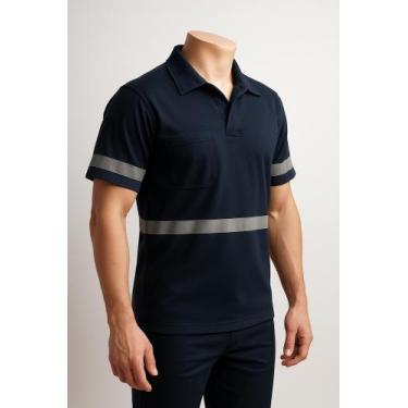 Imagem de Camisa Manga Curta Jaleco Refletiva Prata - Fiber Race, Azul marinho, 