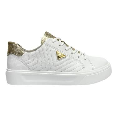 Imagem de Tênis Pegada Feminino Couro Plataforma 211220 Branco/Ouro