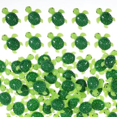 Imagem de 60 peças, mini tartaruga verde, mini tartaruga de resina, lindas estatuetas de tartaruga marinha, estatuetas de tartaruga minúsculas para paisagens de jardim de fadas, aquário, festa de aniversário