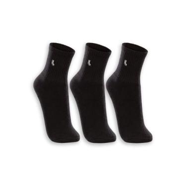 Imagem de Kit 3 Pares de Meias Esportiva Cano Médio Lupo 3148-089, Preto, 41-44