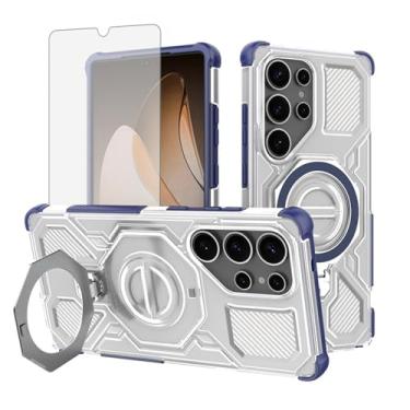 Imagem de Furill Capa de celular para Samsung Galaxy S24 Ultra 5G com protetor de tela de vidro temperado Slim Magnetic Rugged Stand Ring Holder Hybrid Protective Clear Cell Cover S24Ultra 24S S 24 24Ultra
