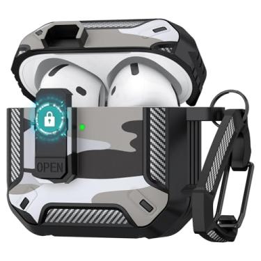 Imagem de Capa protetora rígida para AirPods 4 com trava segura, pop-up automática, proteção total, compatível com Apple AirPods 4ª geração 2024/2025 (neve camuflada, capa para Airpods 4)