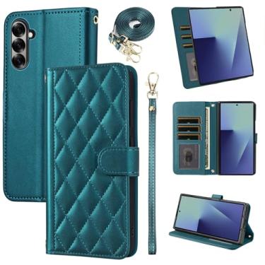 Imagem de Furiet Argyle Capa carteira para Samsung Galaxy Z Fold 7 5G 2025 com alça de pulso/ombro, compartimentos para cartões, capa de celular com suporte de couro PU de luxo para ZFold7 Z7 G Fold7 7Z