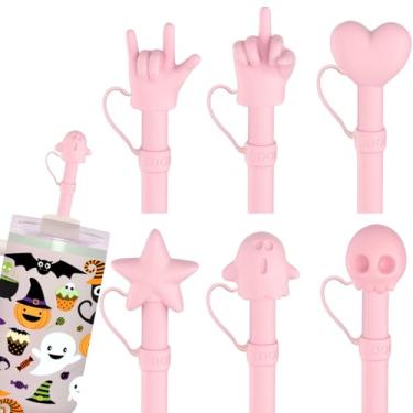 Imagem de Doboli Canudo de silicone longo de substituição de 30,5 cm com capa, compatível com Stanley Owala Copo de copo de 1,134 g 850 g, pacote engraçado com 6 canudos reutilizáveis com escova de limpeza