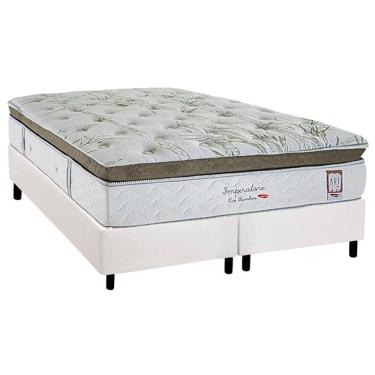 Imagem de Cama Box King: Colchão Molas Molas Ensacadas Ensacadas Herval Imperatore Eco Bamboo + Base CRC Corano White (193x203)