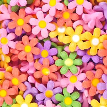 Imagem de Mini contas de margaridas coloridas para caneta, 100 peças, canetas focais chiques, contas para canetas com contas, chaveiros com contas