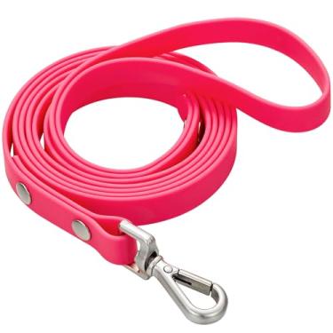 Imagem de Coleira longa impermeável para treinamento de cães de 4,5 m ao ar livre de PVC, ótima para treinamento de cães grandes, médios e pequenos, para praia, quintal, brincadeiras, acampamentos (rosered