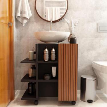 Imagem de Armário De Banheiro Com Prateleiras E Porta Para Pia De Banheiro Class