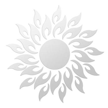 Imagem de Girassol acrílico espelho adesivo de parede 3D Removível decorativo Diy Arte para quarto da sala de estar TV TV Material de acrílico de prata de alta qualidade fácil de instalar
