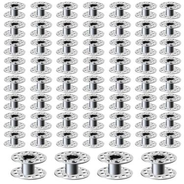 Imagem de Pacote com 60 bobinas de metal para máquina de costura com caixa de armazenamento, bobinas universais classe 15 em estojo compatível com Brother, Janome, Singer, Bernina, Toyata, Anime, Kenmore, Elna