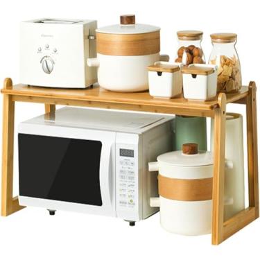 Imagem de Suporte De Microondas De Madeira De Bancada De 2 Camadas,rack De Forno De Microondas Para Counterto,prateleira De Torradeira De Cozinha Para Aplicações Elétricas, Armazenamento De Con, B