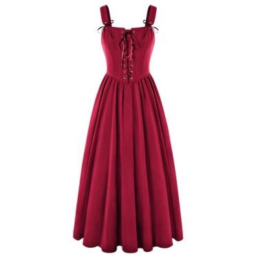 Imagem de Traje Renaissance Fairy Corset Vestido vermelho para mulheres - Scarle