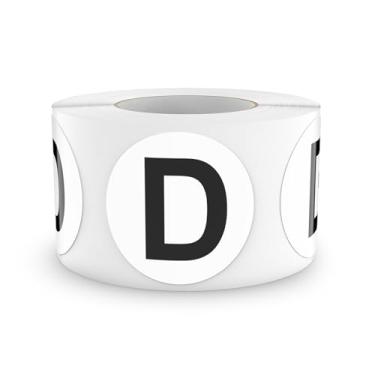 Imagem de FINDAT Adesivos redondos com letra D, círculo de vinil, 1,5 polegadas, letras maiúsculas, etiquetas autoadesivas, removíveis, à prova d'água, pontos para inventário de escritório em casa, 500 peças