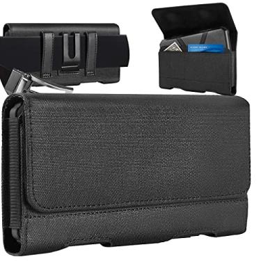Imagem de Capa coldre Mopaclle para Galaxy Note 10 Plus, capa de couro premium para Galaxy Note 9 com clipe para cinto, capa coldre e capa de celular com suporte para cartão de identificação para Samsung Note 10 + 5G, Nylon-Black