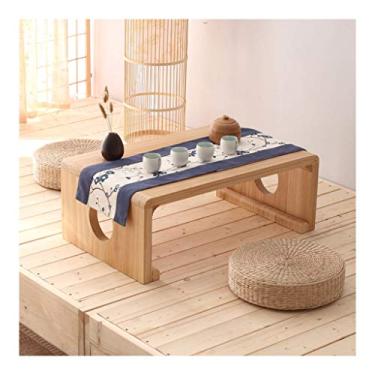 Imagem de Mesa de centro de design simples, mesa japonesa zen de madeira maciça, mesa kang para casa, mesa baixa, janela de sacada, mesa de chá, tatame, mesa de café, mesa lateral minimalista para sala de estar