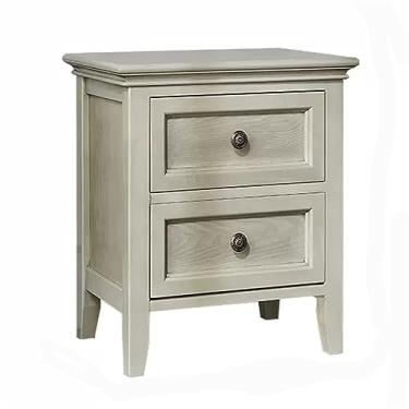 Imagem de GRFIT Mesa de cabeceira de madeira maciça mesa de cabeceira simples pequena extra estreita mesa de cabeceira para quarto móveis de cabeceira sólidos vintage mesa de cabeceira com gaveta dupla (cor