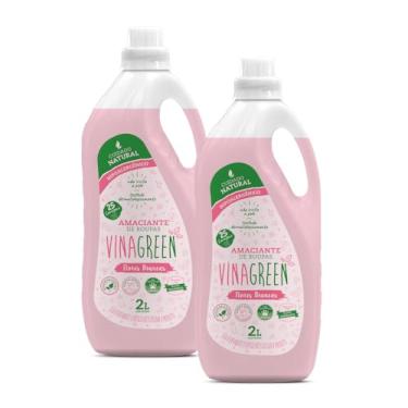 Imagem de 2 Amaciante Para Roupas Natural Hipoalergênico 2L Líquido Base Vegetal Com Vinagre Natural Antialérgico Roupinhas De Bebê Álcool Orgânico Cuidado Natural (Flores Brancas)