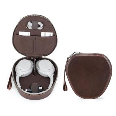 Imagem de Contacts Capa de couro de flor integral para Apple AirPods Max, capa rígida para AirPods Max, capa para fone de ouvido de viagem, organizador de transporte
