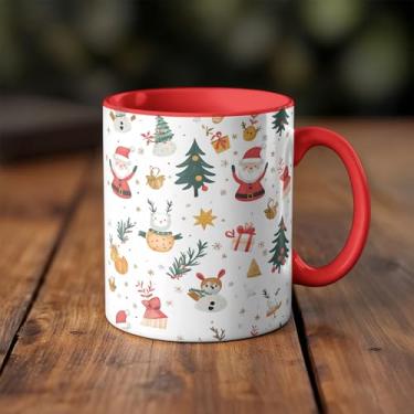 Imagem de Caneca xicara porcelana Natal Papai Noel presentes 25EI (branco)