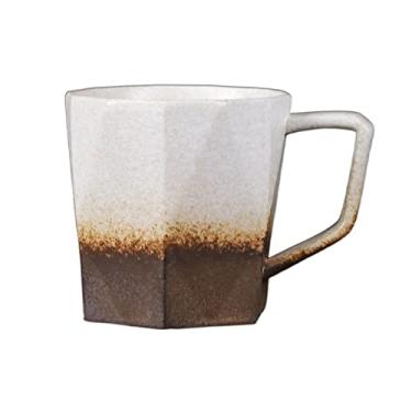 Imagem de GRFIT Caneca antiga vintage xícara de café simples feita à mão cerâmica áspera copo para beber 400 ml xícara de café da manhã de grande capacidade caneca de café (cor: latão)