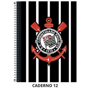 Imagem de Caderno corinthians capa dura - 1 matéria - 80 folhas - grande - Janda