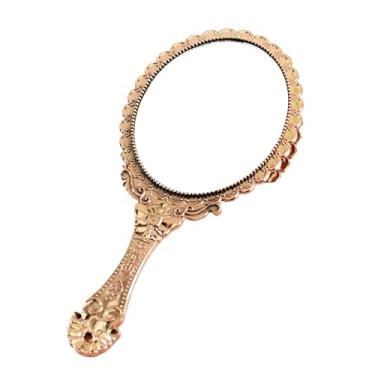 Imagem de Espelho de Mao, Espelho de Mão Provençal Princesas Reto para Maquiagem Grande, Tornando Cada Momento de Autocuidado Ainda Mais Especial(Rosa Dourado/1 Peça)