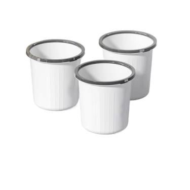 Imagem de Lixeira Lixeira, material plástico, formato redondo, sem tampa, com anel de pressão, lixeira para papel, para casa, cozinha, escritório e hotel, três pacotes Lixeira(Branco)