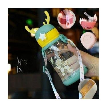Imagem de 600ml Garrafa De Água Infantil Alce Portátil Criança Garrafinha - NoBr