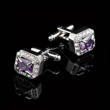 Imagem de Abotoaduras de cristal de zircão de luxo para homens mulheres camisa toque coração advogados abotoaduras botão de braço gemelos camisa clipe botão presentes