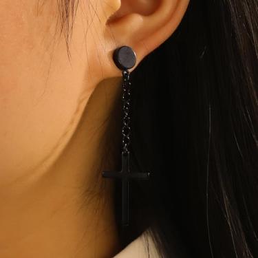 Imagem de Brincos pendentes de cruz de aço inoxidável para mulheres e homens, brincos magnéticos hipoalergênicos para mulheres, brincos modernos para homens, Halloween, Natal, aniversário, presentes