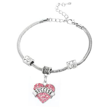 Imagem de Pulseira de coração Believe Hope para mulheres, presentes inspiradores para filha, irmã, presente motivacional para mulheres, One Size, Strass, Sem Pedra Preciosa