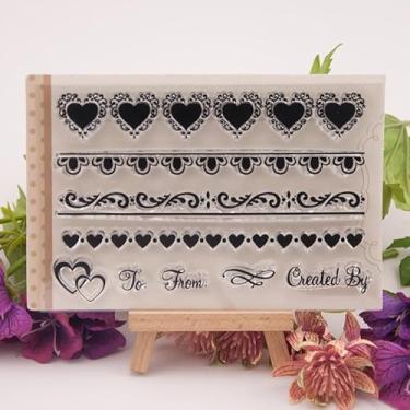 Imagem de Love Line Border Lace Silicone Transparent Seal DIY Scrapbook Transparente Carimbo Transparente Álbum Cartão de Saudações Artesanato