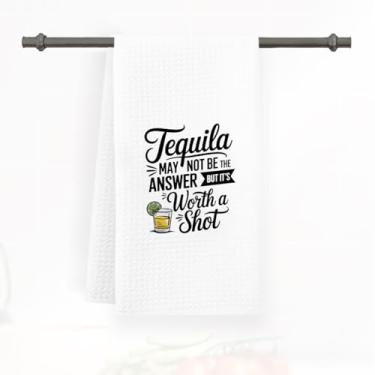 Imagem de Presentes de tequila, toalhas de cozinha engraçadas, panos de prato decorativos fofos de pano de secagem rápida, panos de prato reutilizáveis para balcão de bar, presente de inauguração de casa