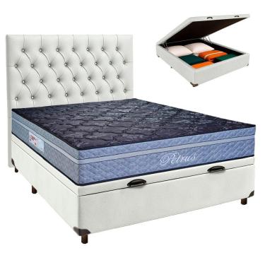 Imagem de Kit Cabeceira + Cama Box Bau + Colchão Casal Molas Ensacadas Petrus Paropas