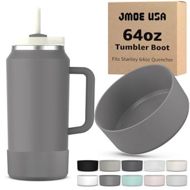 Imagem de Jmoe USA Bota para copo Stanley Quencher H2.0 FlowState de 1,8 g com alça | Silicone livre de BPA | Protetor de manga para parte inferior do copo | Protege contra amassados e arranhões (pedra)