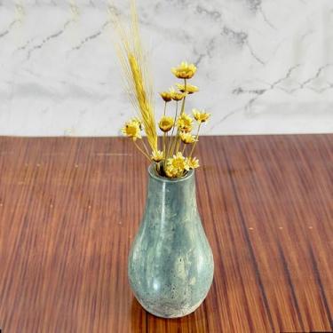 Imagem de Arranjo de Flores Sempre-Vivas Naturais em Vaso Decorativo, 15 cm, Branco com Padrão Art Déco (29)