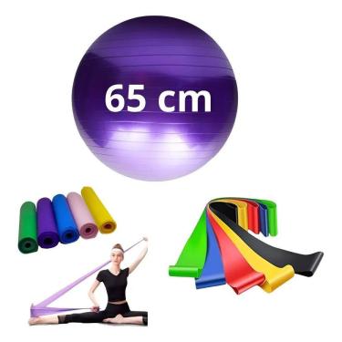 Imagem de Bola Suiça Pilates Fisio 65Cm + Faixa Elastica + 5 Mini B Ro