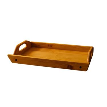 Imagem de Bandeja de Bambu Natural com Alça Lateral 32 cm para Café da Manhã Servir Decorar com Sofisticação Petisqueira