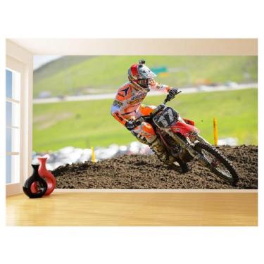 Imagem de Papel De Parede 3D Moto Cross Trilha Terra Mx 3,5M Bkm19 - Você Decora