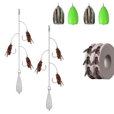 Imagem de Iscas para moscas - Iscas compactas de água salgada | Iscas artificiais de vários ganchos para riacho, reservatório, lago, rio, lago, pescadores, pescadores, água salgada, água doce