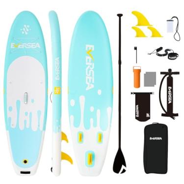 Imagem de EVERSEA Pranchas de stand-up paddle, prancha inflável de 3 metros com suporte para câmera, 3 barbatanas principais, prancha de paddle estável de 84 cm de largura para todos os níveis de jogadores