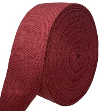 Imagem de PAMIR TONG Fita de sarja marrom espinha de peixe 3,8 cm - 20 metros - acabamento de borda de algodão macio natural para sacola e alças de bolsa, avental, artesanato de vestuário, costura, bolsas de